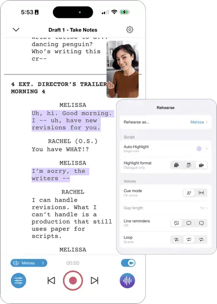 Actors can prep for any role in Scriptation Playback using its many rehearsal tools.