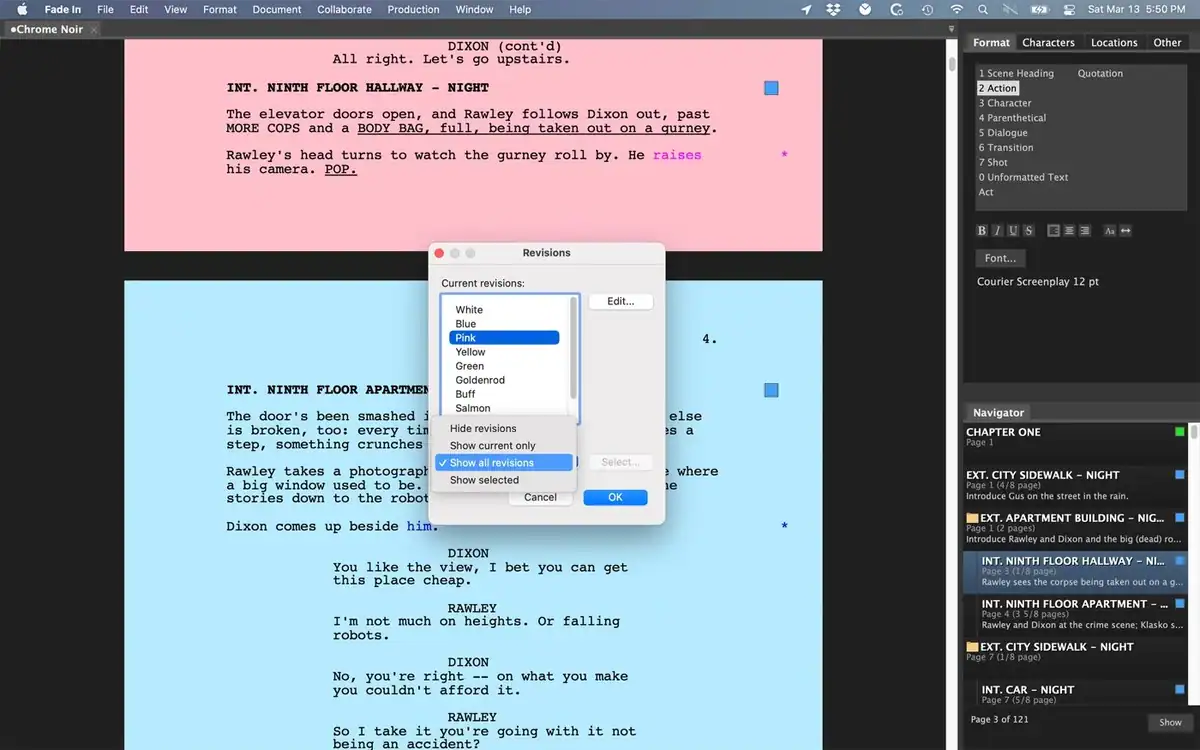 Fade In screenwriting software for screenwriters.